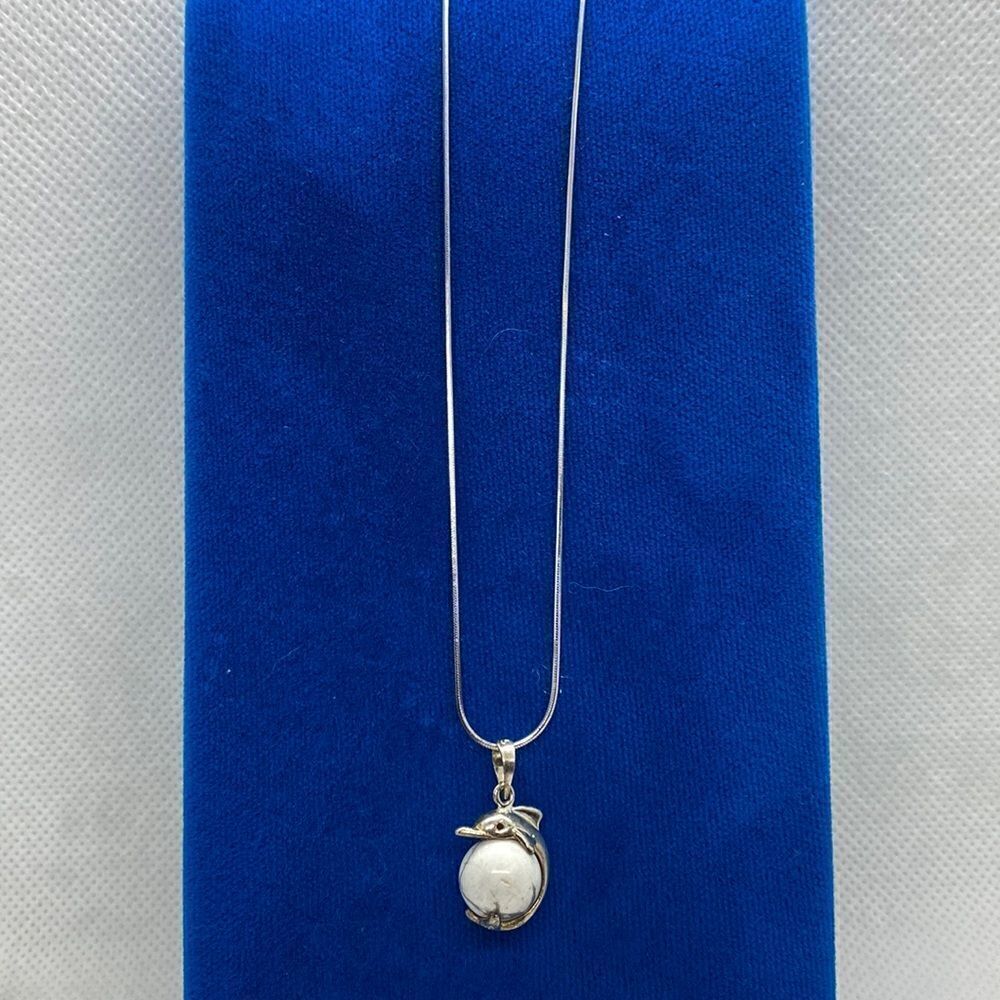 💛 925 Vintage Dolphin & Marble Necklace